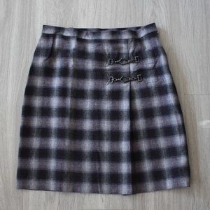 [Doncaster] Wool Blend Grey/Purple Plaid Skirt 12